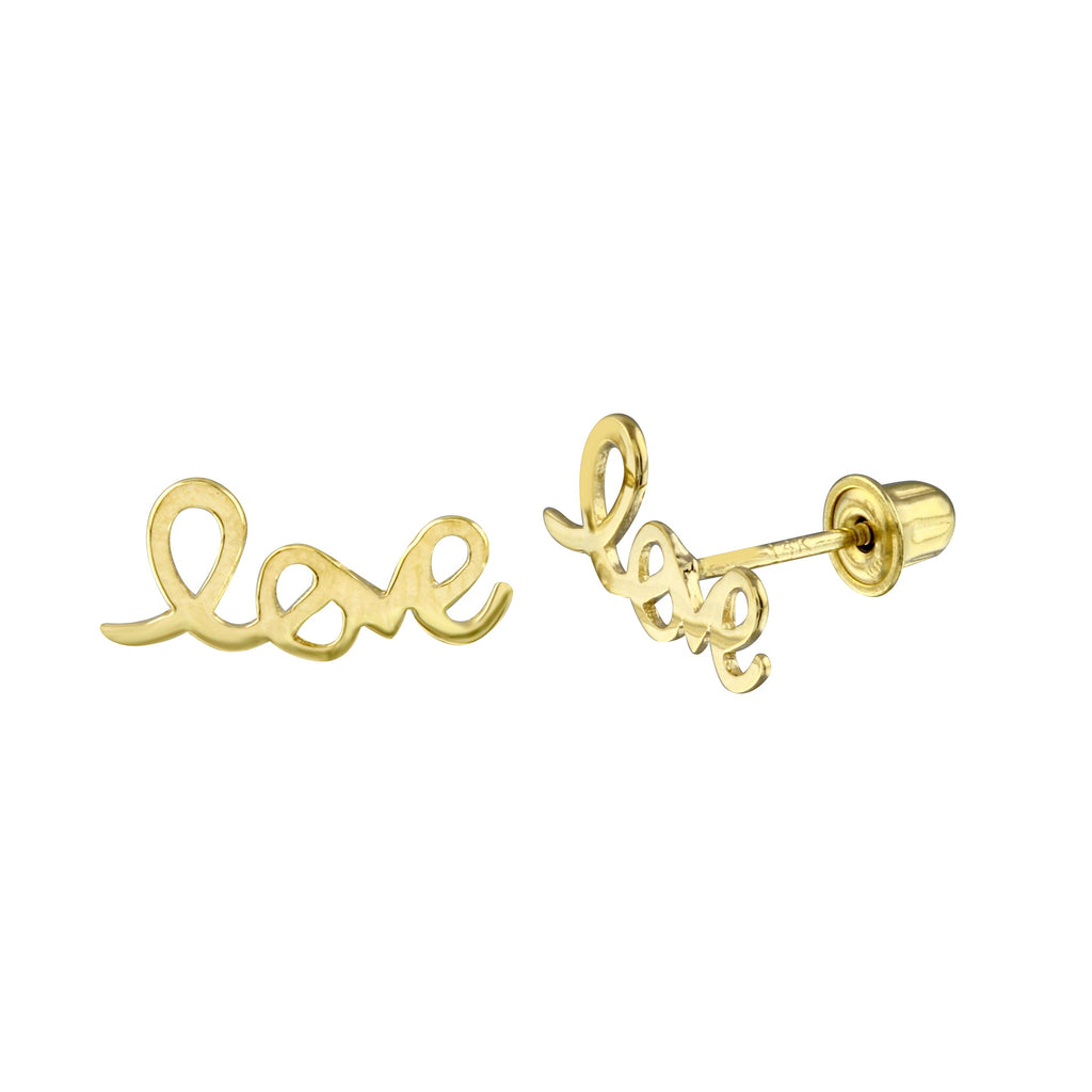 14K Yellow Gold "Love" Earrings