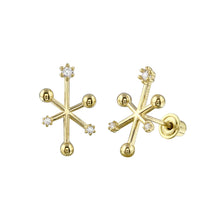 Load image into Gallery viewer, 14K Yellow Gold Designer CZ Earrings