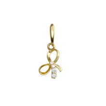 Load image into Gallery viewer, 14K Yellow Gold Ribbon Knot CZ Pendant