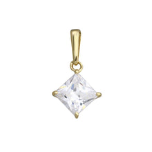 Load image into Gallery viewer, 14K Yellow Gold CZ Princess Cut Pendant