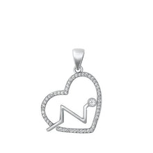 Load image into Gallery viewer, Sterling Silver CZ Heart Lifeline Pendant