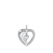 Load image into Gallery viewer, Sterling Silver CZ Dangling Heart Pendant