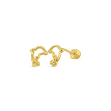 Load image into Gallery viewer, 14K Yellow Gold Silhouette Dolphin Screw Back Stud Earrings