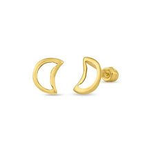 Load image into Gallery viewer, 14K Yellow Gold Silhouette Moon Screw Back Stud Earrings
