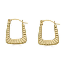 Load image into Gallery viewer, 14K Yellow Gold Diamond Cut Square Creole Latch Lock Earrings