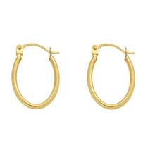 Load image into Gallery viewer, 14K Yellow Gold Oval Hoop Latch Lock Earrings