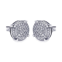 Load image into Gallery viewer, Sterling Silver Rhodium Plated Micro Pave Clear Circle CZ Stud Earrings