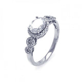 Sterling Silver Rhodium Plated Micro Pave Clear Cluster CZ Ring