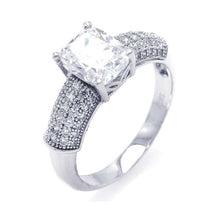 Load image into Gallery viewer, Sterling Silver Rhodium Plated Micro Pave Square Center CZ Ring