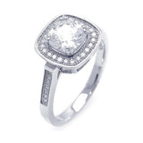 Sterling Silver Rhodium Plated Micro Pave Clear Cluster Square CZ Ring