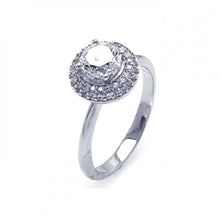 Load image into Gallery viewer, Sterling Silver Rhodium Plated Micro Pave Clear Round Center Cluster CZ Ring