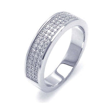Load image into Gallery viewer, Sterling Silver Rhodium Plated Half Micro Pave CZ Ring