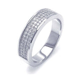 Sterling Silver Rhodium Plated Half Micro Pave CZ Ring