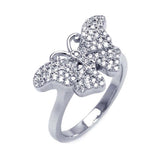 Sterling Silver Rhodium Plated Micro Pave CZ Butterfly Ring