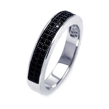 Load image into Gallery viewer, Sterling Silver Rhodium Plated  Half Micro Pave Black CZ Ring