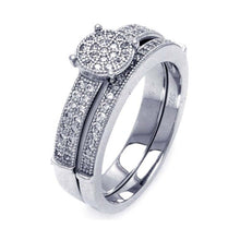 Load image into Gallery viewer, Sterling Silver Rhodium Plated Micro Pave CZ Bridal Wedding Ring Set