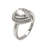 Sterling Silver Rhodium Plated Micro Pave Clear Center CZ Multi Layer Tear Ring