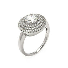 Load image into Gallery viewer, Sterling Silver Rhodium Plated Micro Pave Clear CZ Multi Layer Round Ring