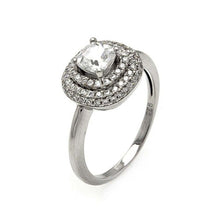 Load image into Gallery viewer, Sterling Silver Rhodium Plated Micro Pave Clear Center CZ Multi Layer Square Ring
