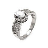 Sterling Silver Rhodium Plated Micro Pave CZ Oval Ring