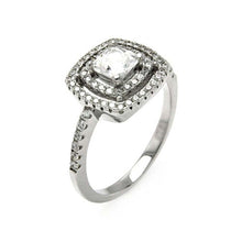 Load image into Gallery viewer, Sterling Silver Rhodium Plated Micro Pave Clear CZ Multi Layer Square Ring