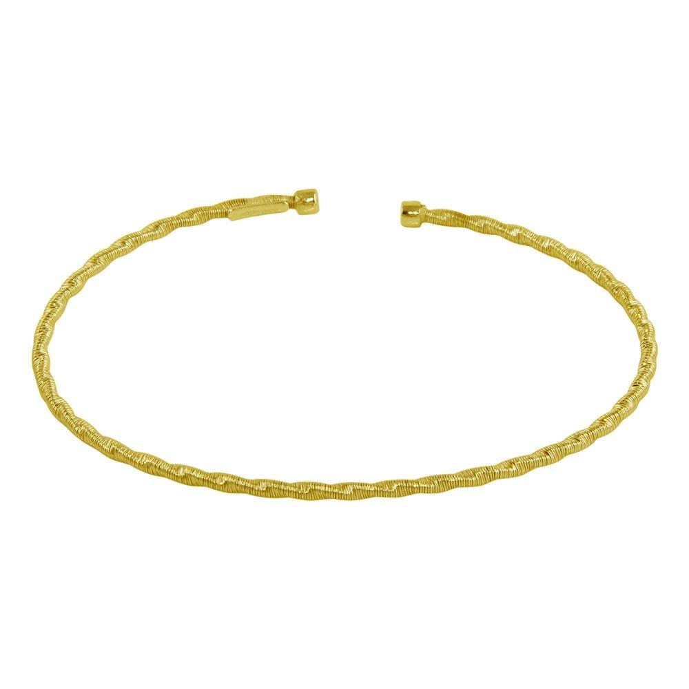 Sterling Silver Gold Plated Twisted Thin Rope Bangle