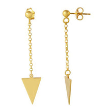 Load image into Gallery viewer, Sterling Silver Gold Plated Hanging Triangle Earrings
