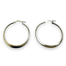 Load image into Gallery viewer, Sterling Silver Rhodium Plated Hoop Latch Back Earrings