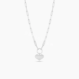 Sterling Silver Basic Link Chain Heart Necklace