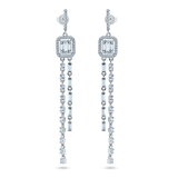 Sterling Silver Rhodium Plated Dangling CZ Earrings