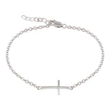 Sterling Silver Bracelet with Small Sideways Cross Charm