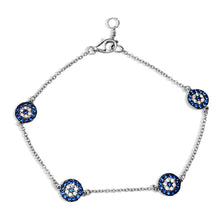 Load image into Gallery viewer, Sterling Silver Black Rhodium and Rhodium Plated Evil Eye Bracelet