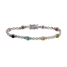 Load image into Gallery viewer, Sterling Silver Multi Color CZ Infinity Tennis Bracelet