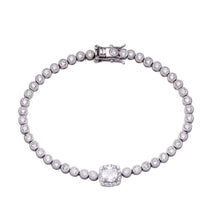 Load image into Gallery viewer, Sterling Silver Clear CZ Clear Halo Center Bubble Tennis Bracelet