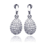 Sterling Silver Classic Teardrop Design Covered with Micro Paved Clear Czs Dangle Stud Earring