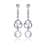 Sterlign Silver Classy Multi Link Round Cut Clear Czs Dangle Stud Earring