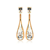 A Sophisticated Dangling Earring Set in Sleek Rose Gold Rhodium PlatedAnd With Teardrop Clear Cz Stones. Earring Dimensions of 63.3MM x 14.9MM