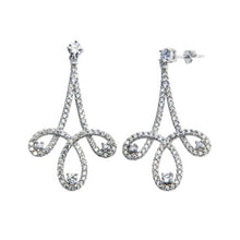 Load image into Gallery viewer, Sterling Silver Rhodium Plated Dangling Curvy Earrings with CZ