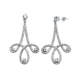 Sterling Silver Rhodium Plated Dangling Curvy Earrings with CZ