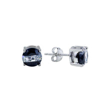 Load image into Gallery viewer, Sterling Silver Rhodium Plated Two Toned CZ Stud Earrings