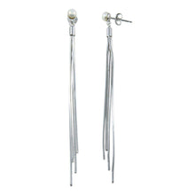 Load image into Gallery viewer, Sterling Silver Rhodium Plated Synthetic Center Snake SQ Dangling Earrings