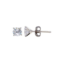 Load image into Gallery viewer, Sterling Silver Rhodium Plated Round CZ Stud Earrings