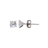 Sterling Silver Rhodium Plated Round CZ Stud Earrings