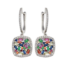 Load image into Gallery viewer, Sterling Silver Rhodium Plated Multi Color CZ Dangling Earrings - silverdepot