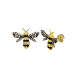 Sterling Silver Gold Plated CZ BumbleBee Stud Earrings