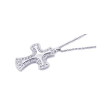 Load image into Gallery viewer, Sterling Silver Rhodium Cross CZ Necklace