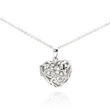 Load image into Gallery viewer, Sterling Silver Necklace with Trendy Heart Inlaid with Czs Locket Pendant