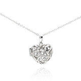 Sterling Silver Necklace with Trendy Heart Inlaid with Czs Locket Pendant