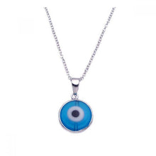 Load image into Gallery viewer, Sterling Silver Necklace with Round Plain Blue Evil Eye Pendant