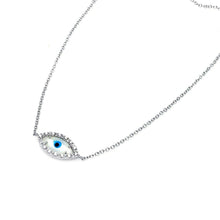 Load image into Gallery viewer, Sterling Silver Necklace with Trendy Evil Eye Inlaid with Clear Czs Pendant
